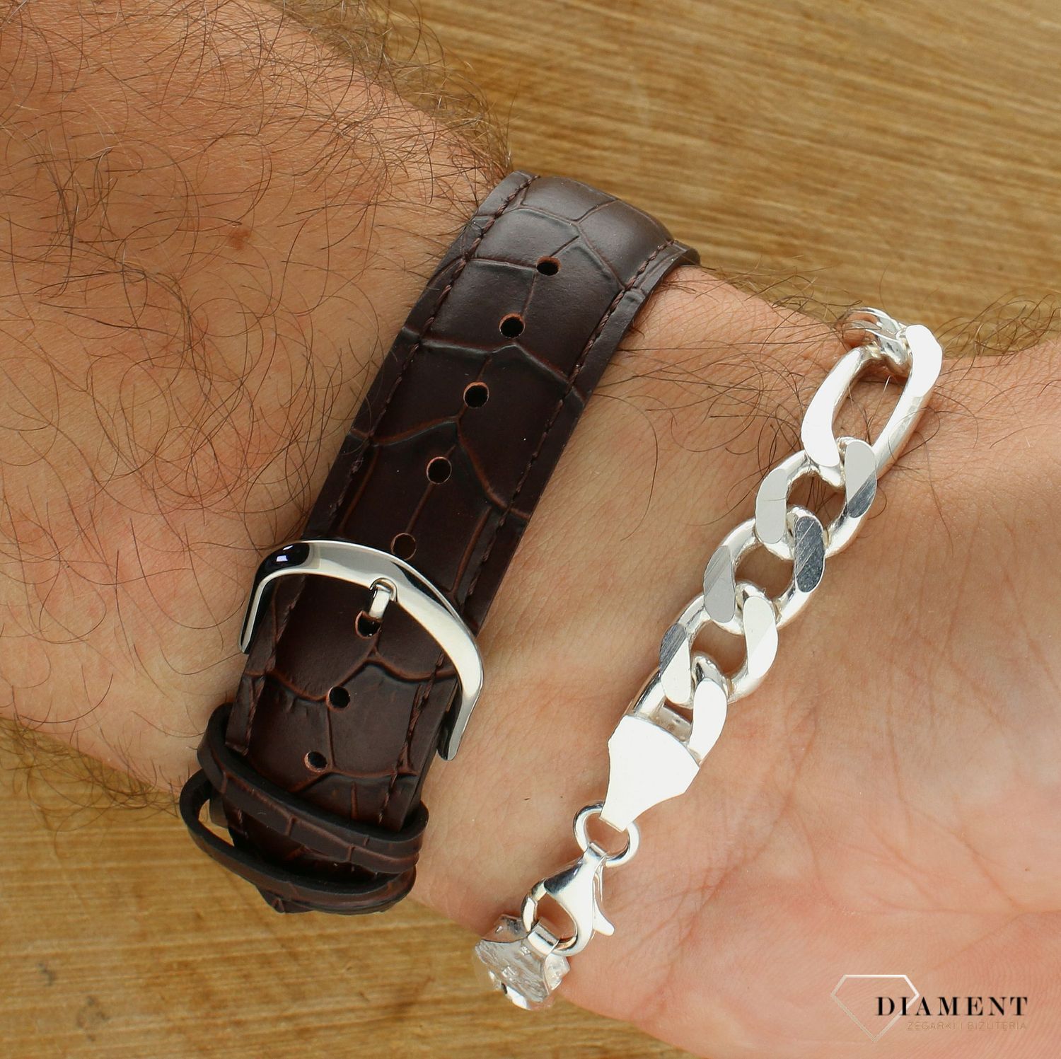 Bransoleta srebrna 925 figaro 9,5 mm z blaszką DIA-BRA-11505-925 9,5mm. Srebrna bransoletka męska. Srebrna bransoletka z blaszką. Bransoletka srebrna gruba. Bransoletka srebrna na prezent dla mężczyzny..jpg